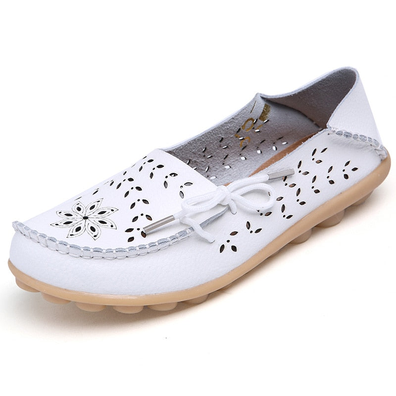 Gratia Leather Feather Loafers Flats