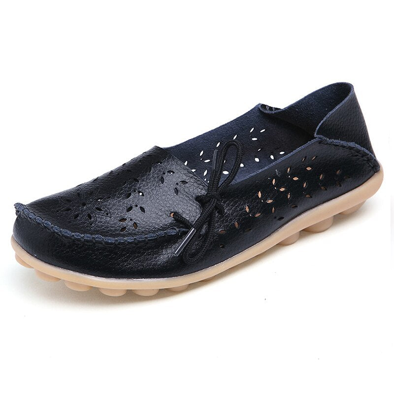 Gratia Leather Feather Loafers Flats