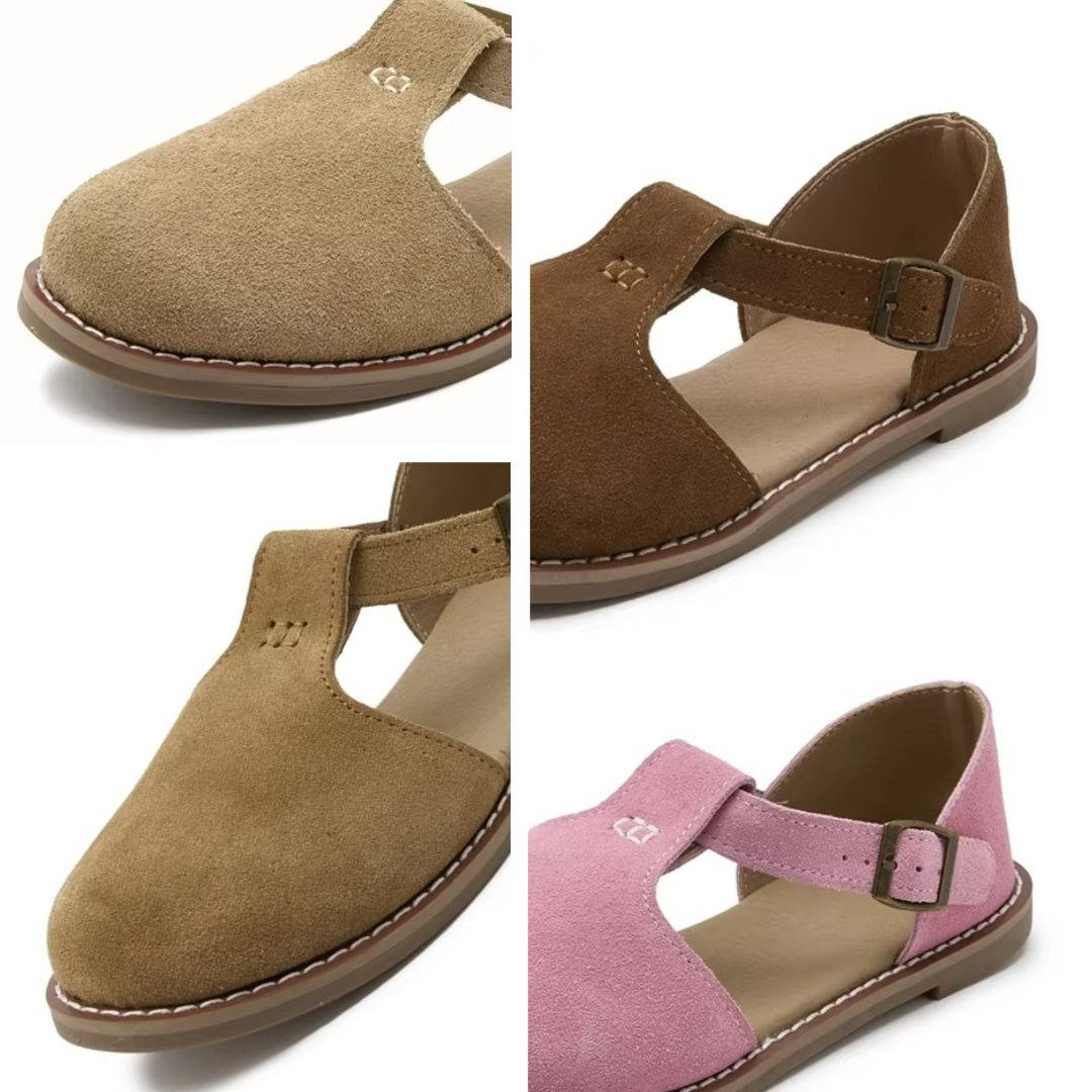 Women's Suede T-Strap Flats