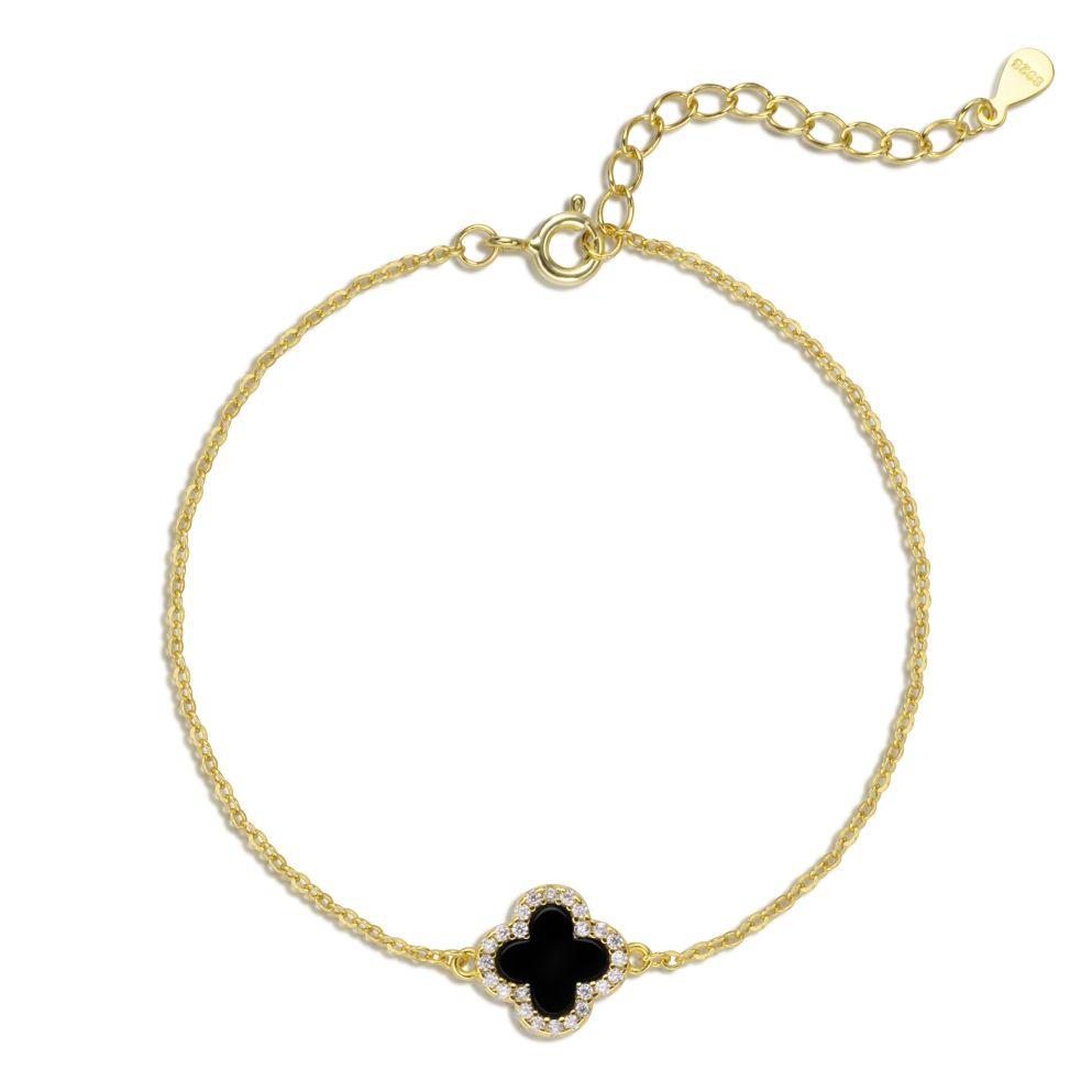 Silver Iced Pearl Clover Bracelet