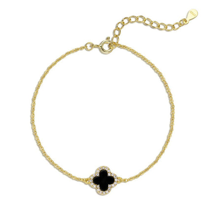 Silver Iced Pearl Clover Bracelet