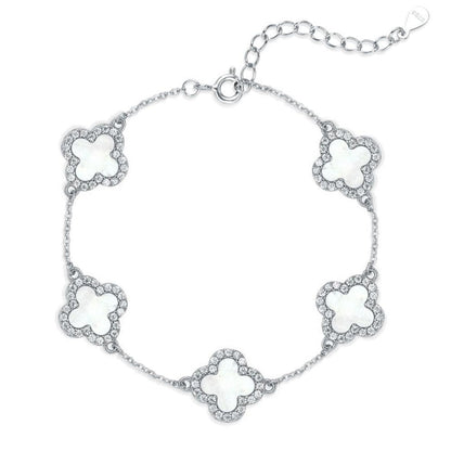 Premium Silber Eismatt Roségold Kleeblatt Armband