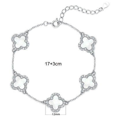 Premium Silber Eismatt Roségold Kleeblatt Armband