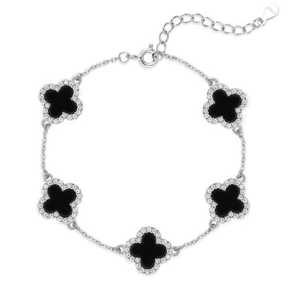Premium Silber Eismatt Roségold Kleeblatt Armband
