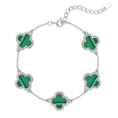 Premium Silber Eismatt Roségold Kleeblatt Armband