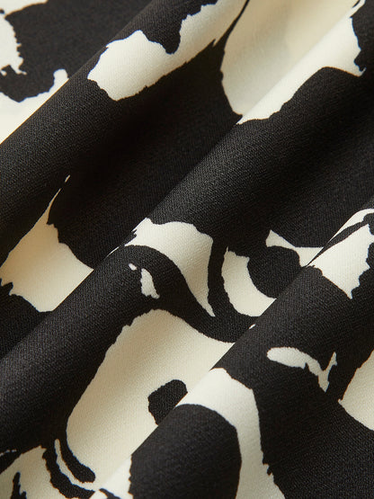 Abstract Floral Print A-Line Skirt