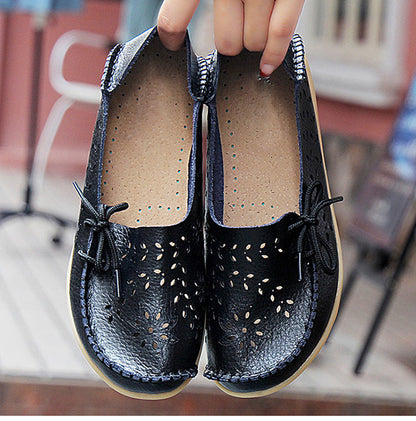 Gratia Leather Feather Loafers Flats