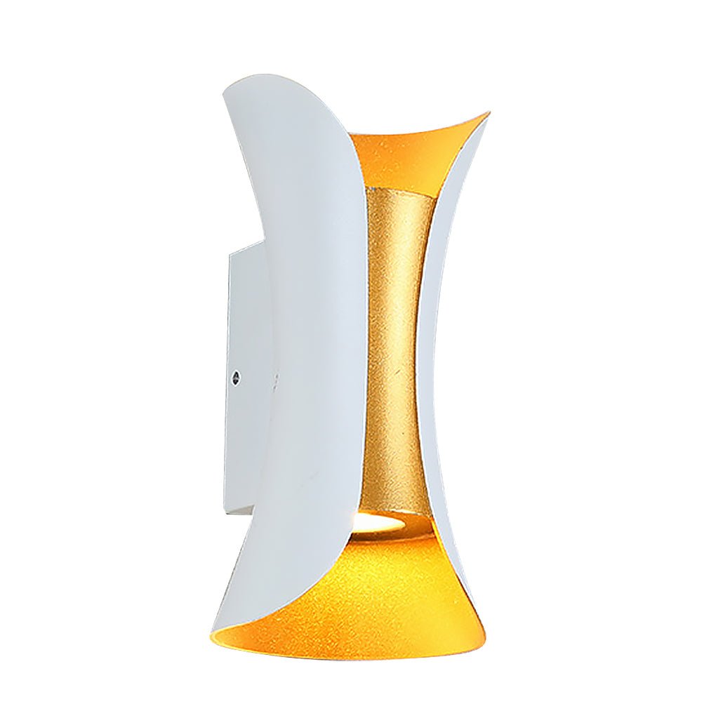 Luz LED curva hacia arriba y hacia abajo, impermeable, para exteriores, con alimentación eléctrica