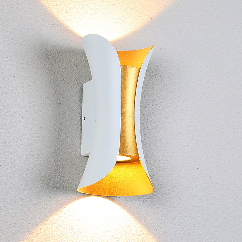 Luz LED curva hacia arriba y hacia abajo, impermeable, para exteriores, con alimentación eléctrica