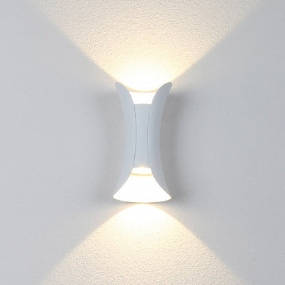 Luz LED curva hacia arriba y hacia abajo, impermeable, para exteriores, con alimentación eléctrica