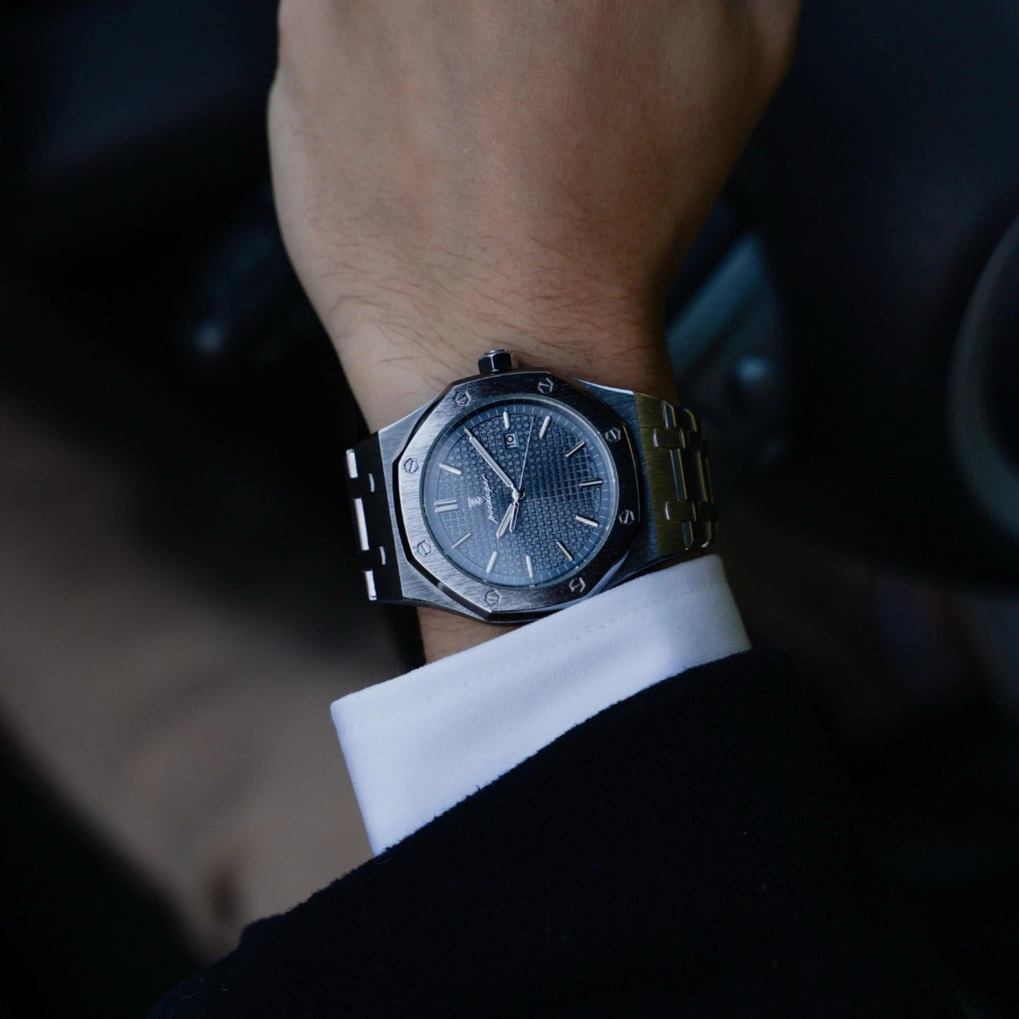 Royale Hex 41mm – Men’s Multifunction Quartz Watch with Sapphire Glass & Adjustable Stainless Steel Bracelet