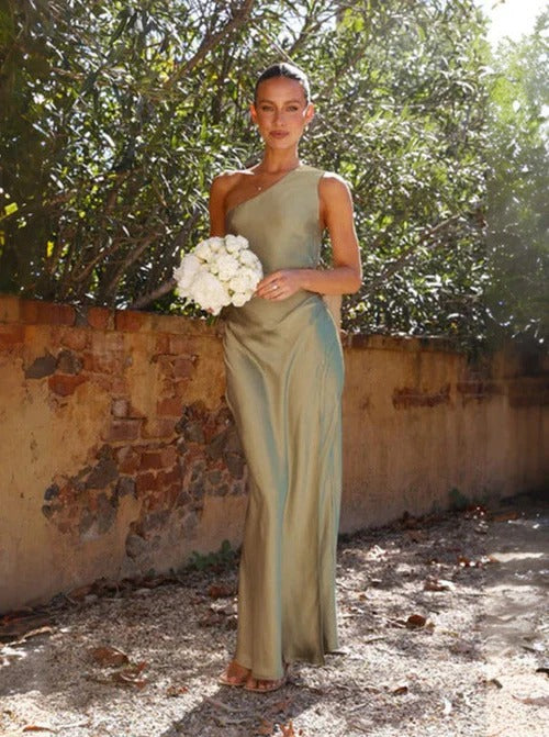 Asymmetrical Slit Dress with a Modern Silhouette