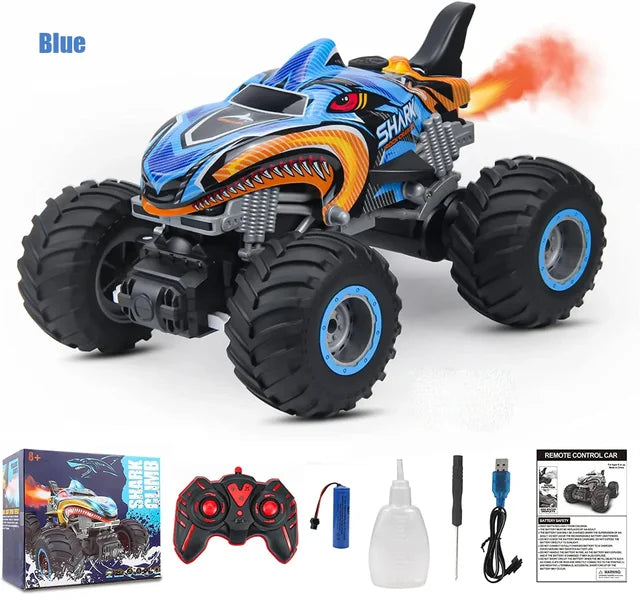 Camion Monstre Tout-Terrain RC 4x4 – Voiture Drift Télécommandée Rock Crawler (Design Shark Digger)