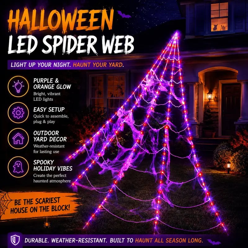 Giant Purple LED Spider Web Lights – Ventayo