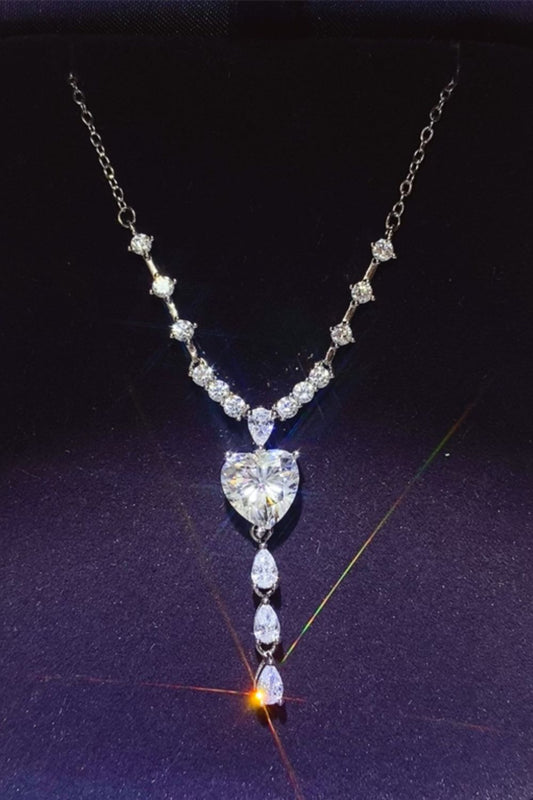 Radiant Elegance 3 Carat Moissanite Sterling Silver Drop Necklace