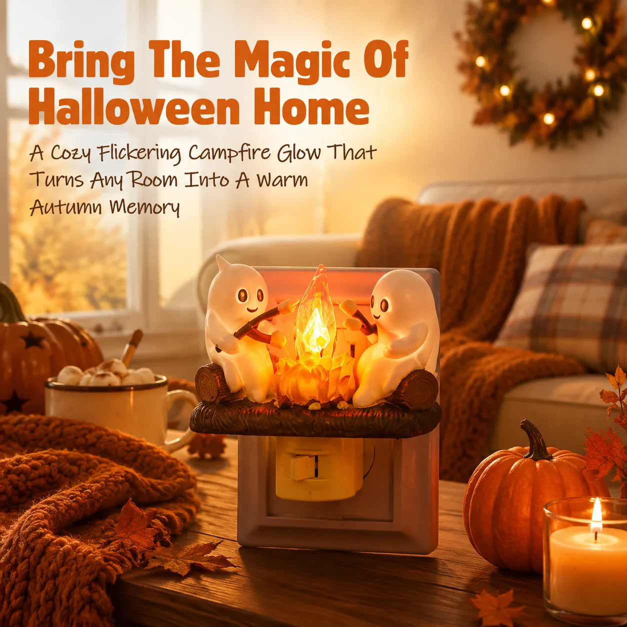 GhostGlow – Cozy Halloween Campfire Night Light