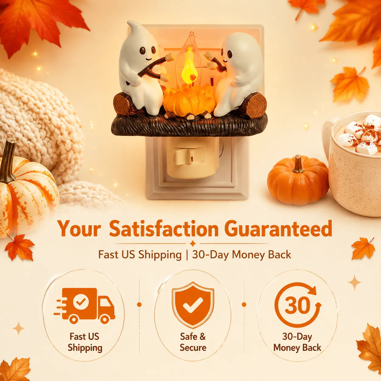 GhostGlow – Cozy Halloween Campfire Night Light