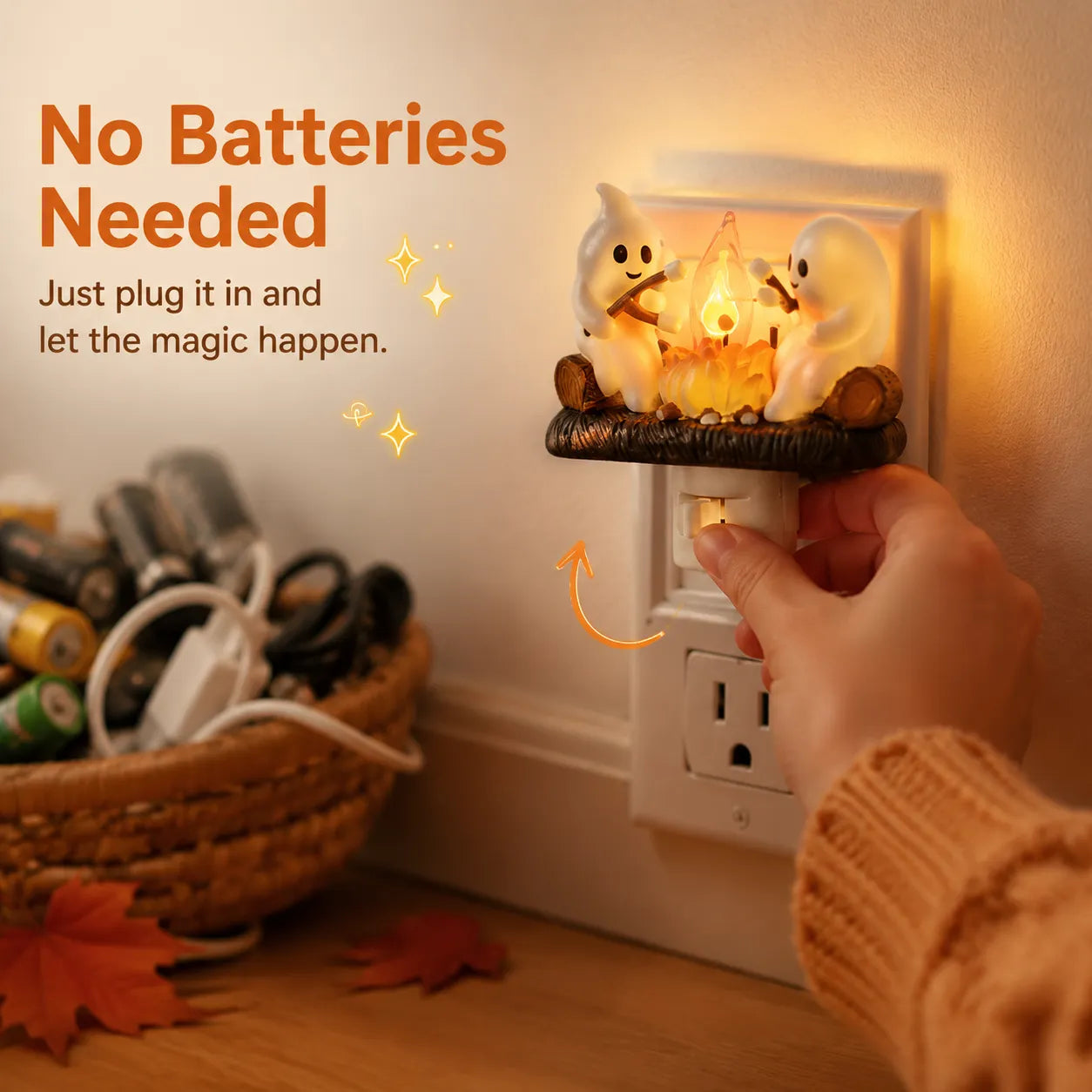 GhostGlow – Cozy Halloween Campfire Night Light