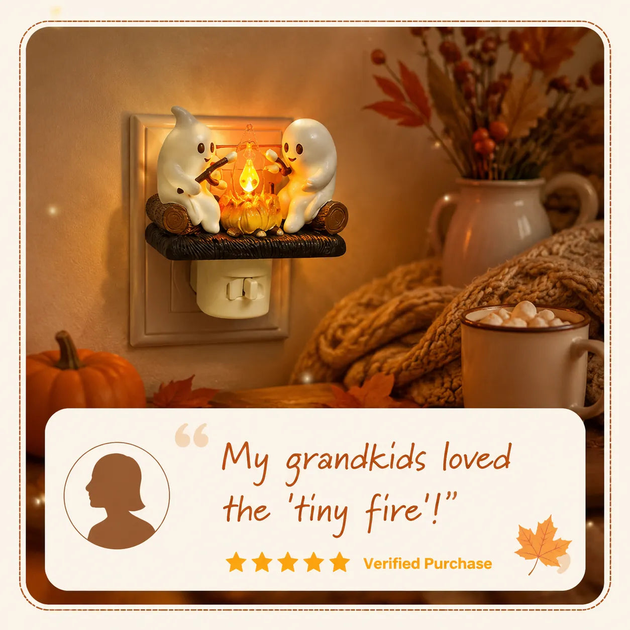 GhostGlow – Cozy Halloween Campfire Night Light