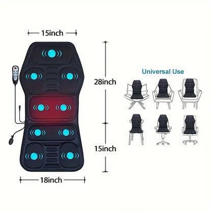 Full Back Massager with Heat – Shiatsu Chair Pad, Deep-Kneading, Adjustable Intensity
