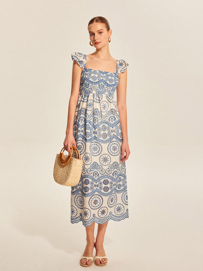 Boho Floral Back Cutout Dress