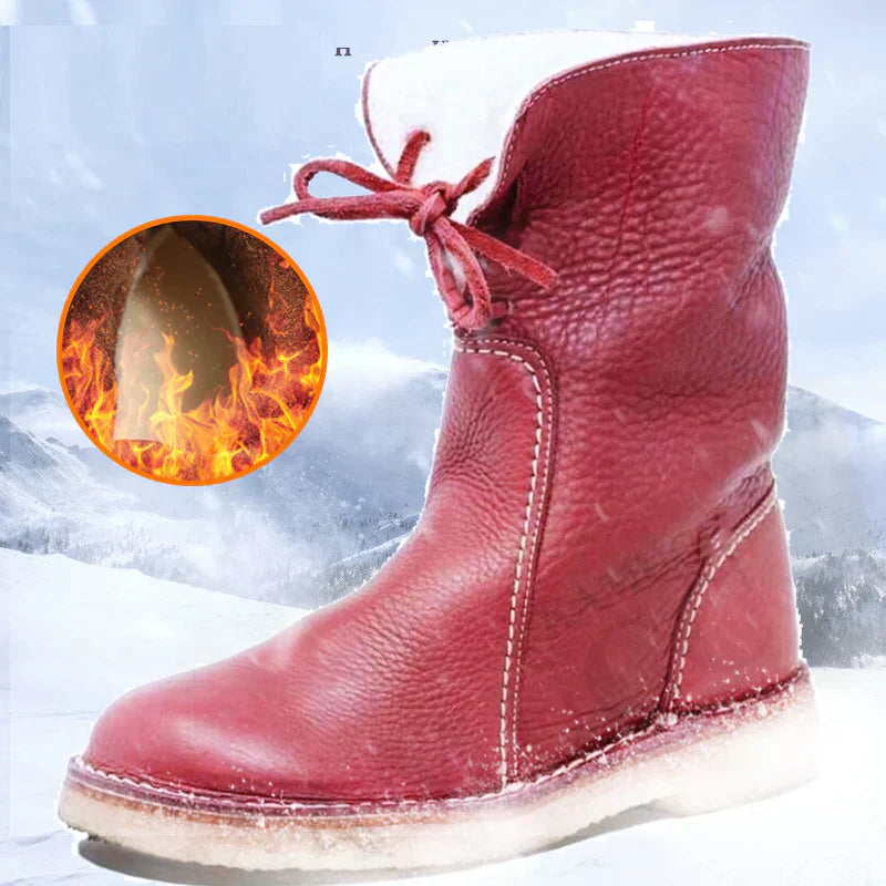 Damen Winter PU Warme Schnürstiefel für Schnee