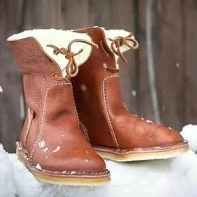 Damen Winter PU Warme Schnürstiefel für Schnee