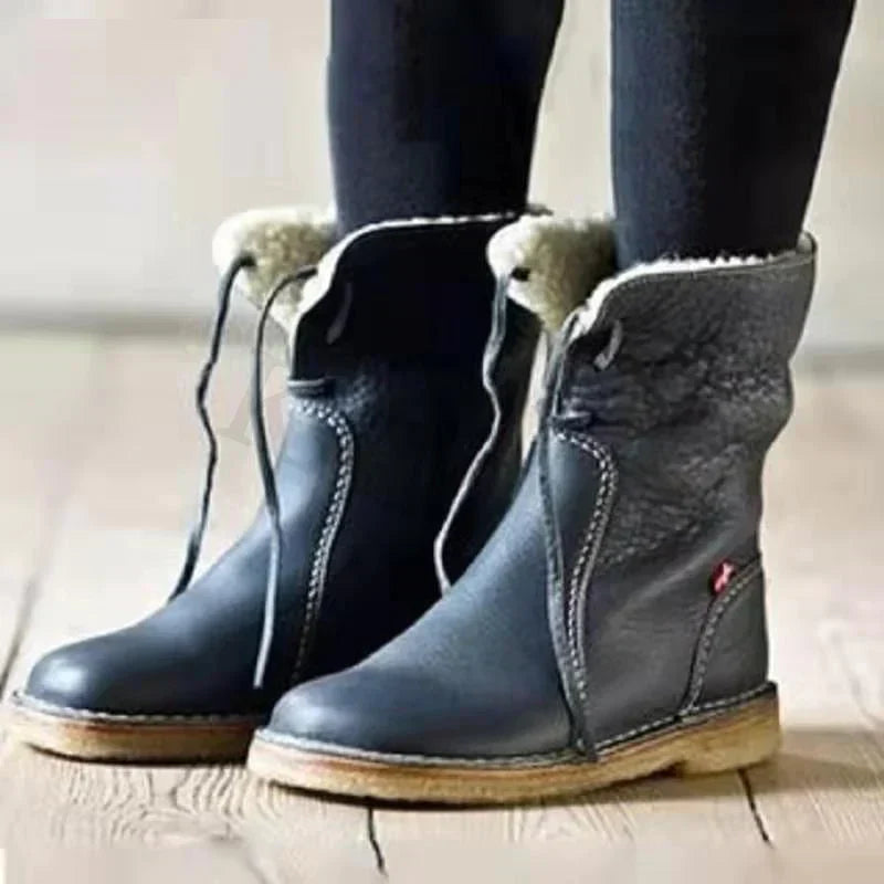 Damen Winter PU Warme Schnürstiefel für Schnee