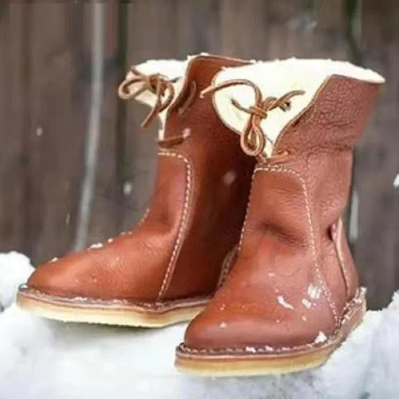 Damen Winter PU Warme Schnürstiefel für Schnee