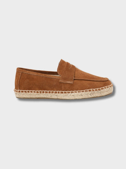 SAINT-TROPEZ Loafers – Men’s Chestnut Suede Espadrille Loafers with Jute Sole