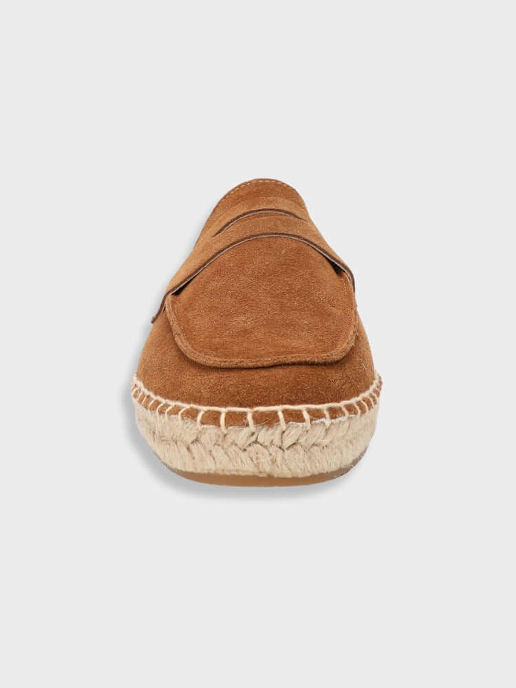 SAINT-TROPEZ Loafers – Men’s Chestnut Suede Espadrille Loafers with Jute Sole