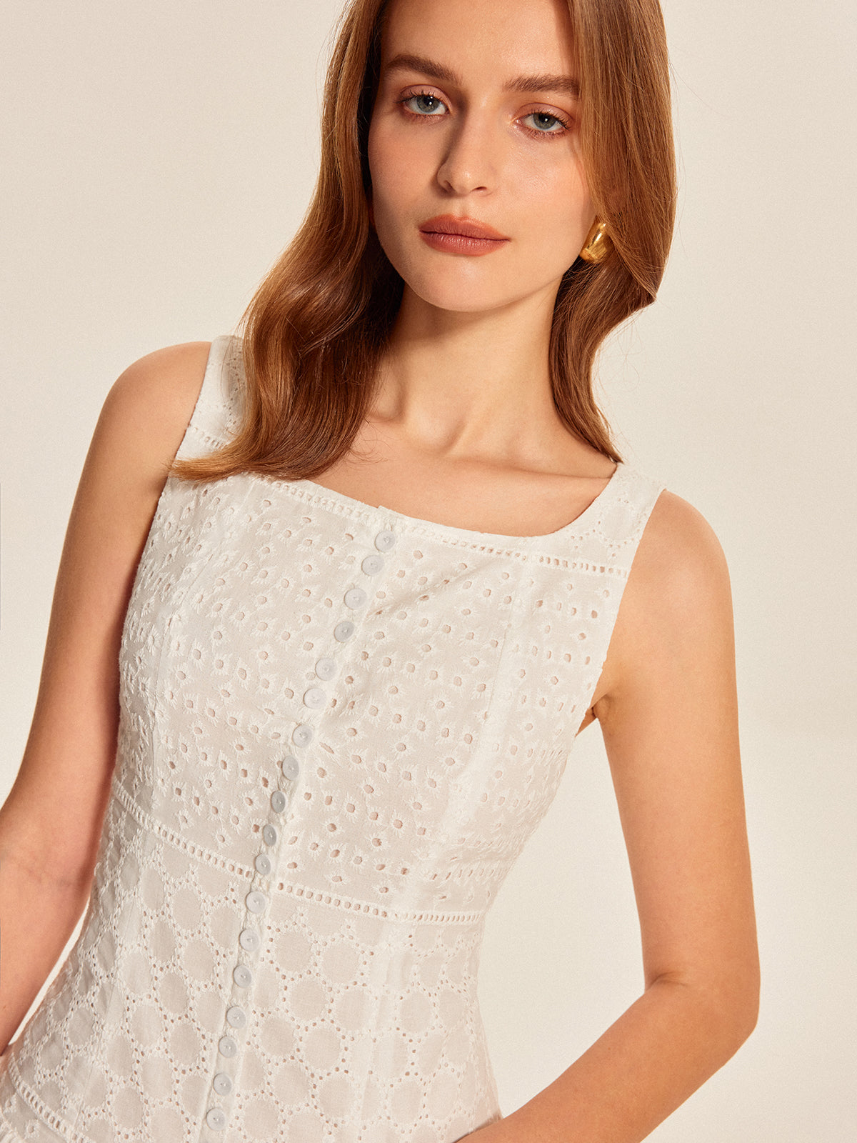Button-Front Hollow Dress