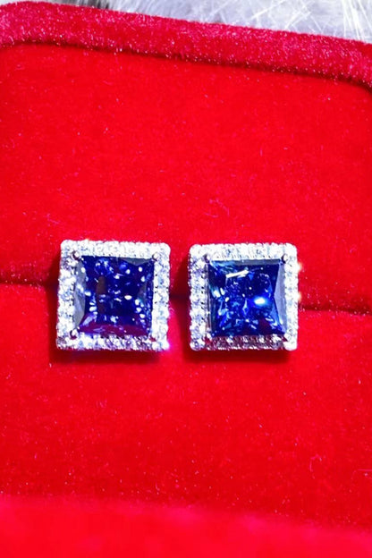 Radiant Square 4 Carat Moissanite Sterling Silver Earrings