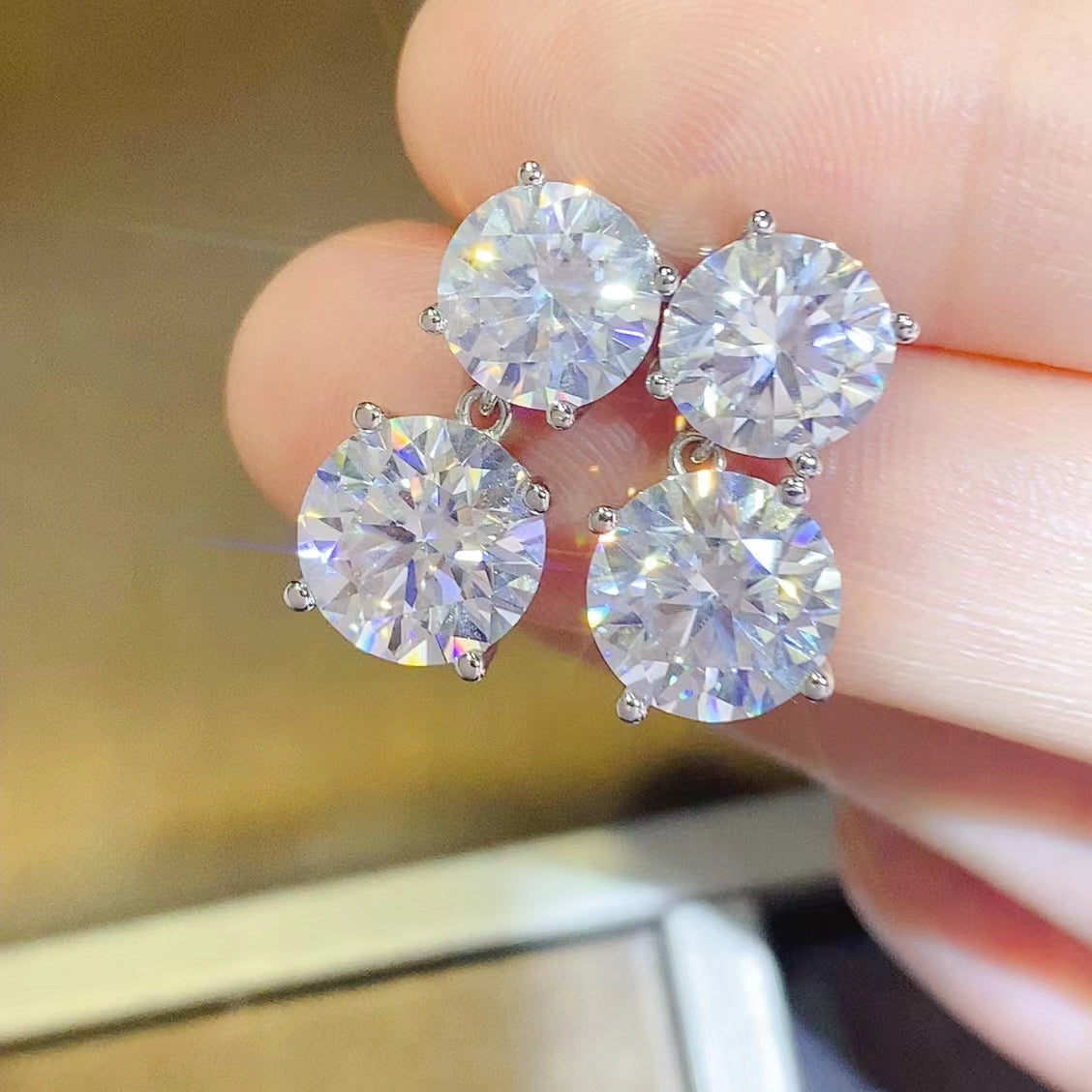 Stellar Radiance 10 Carat Moissanite Silver Earrings