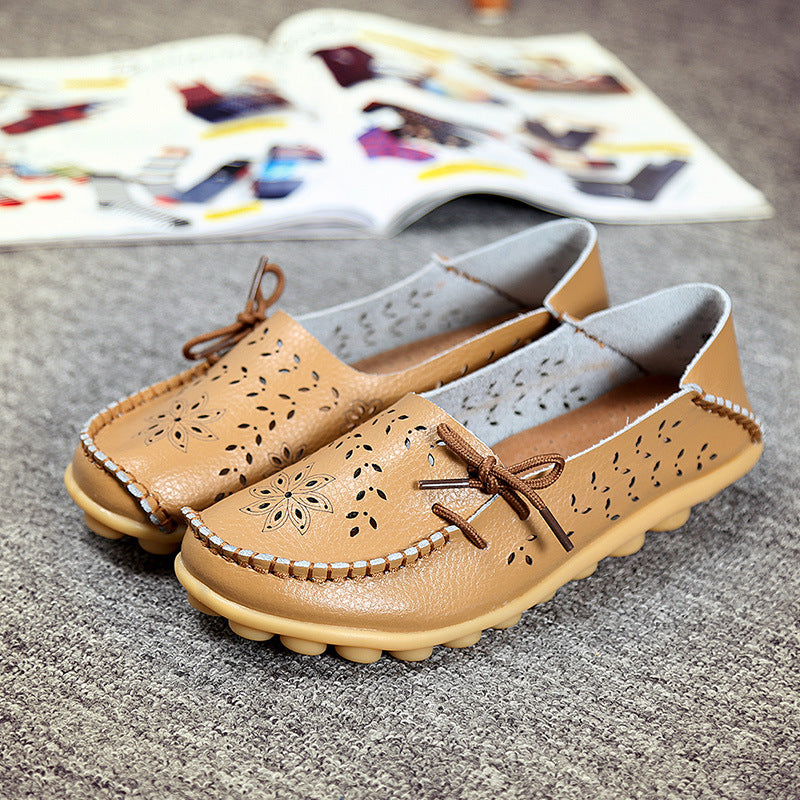 Gratia Leather Feather Loafers Flats