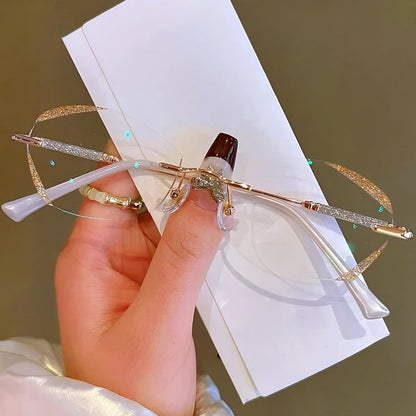 Damen Diamant Randlose Anti-Blaues Licht Presbyopie Brille