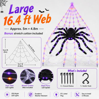 Giant Purple LED Spider Web Lights – Ventayo