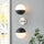 Retro mid-eeuws 2-licht opaal glas bol lineaire wandlamp
