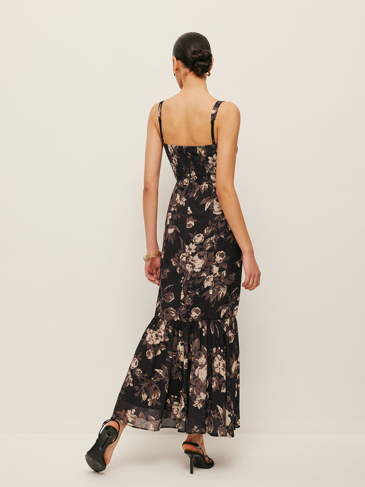 Chiffon Floral Ruffle Hem Dress