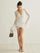Chiffon Ruffled Sleeves Draped Wrap Dress