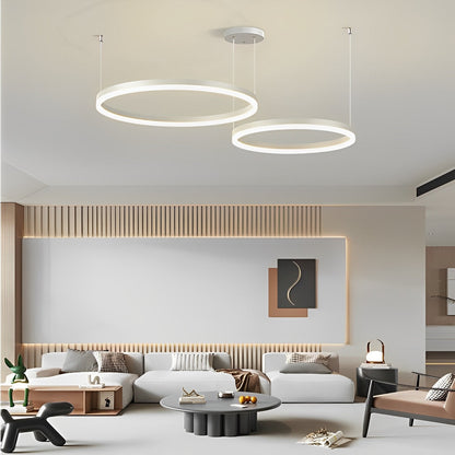 Circular Metal Rings Creative LED 3-Step Dimming White Modern Pendant Lights