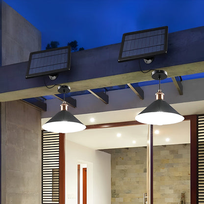 Wodoodporna klasyczna stożkowa lampa wisząca LED z solarnym zasilaniem