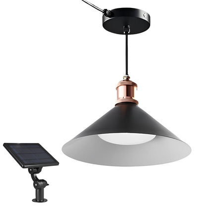 Wodoodporna klasyczna stożkowa lampa wisząca LED z solarnym zasilaniem
