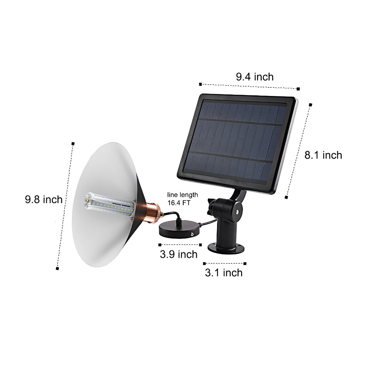 Wodoodporna klasyczna stożkowa lampa wisząca LED z solarnym zasilaniem