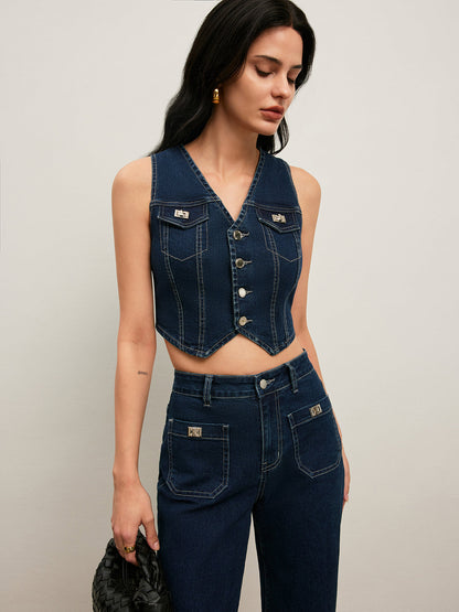 Classic Denim Button-Up Vest