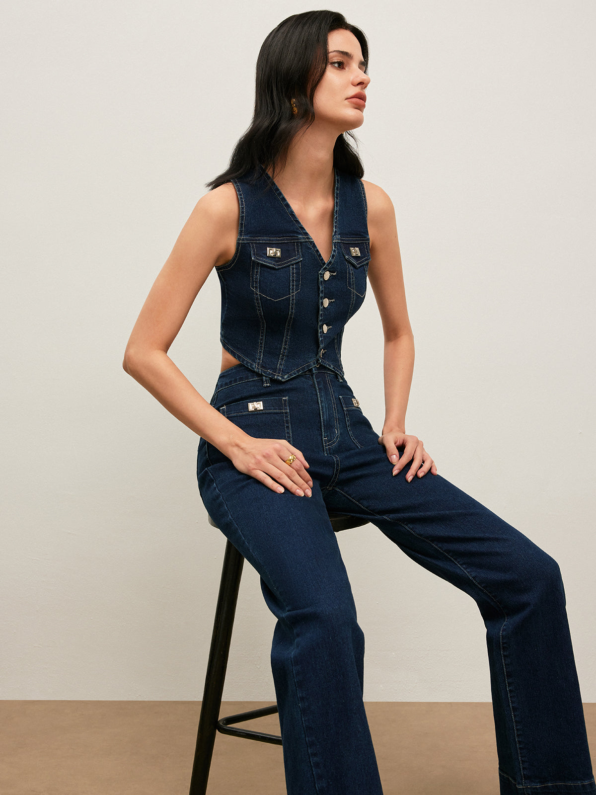 Classic Denim Button-Up Vest