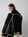 Contrast Trim Jacket With Matching Scarf