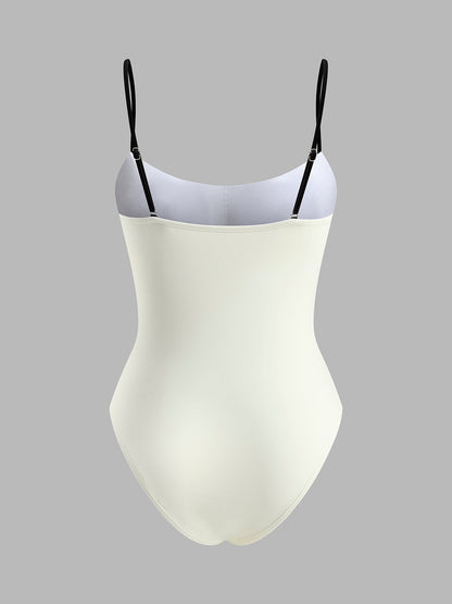 Contrast Trim Spaghetti Strap One-Piece Swimsuit