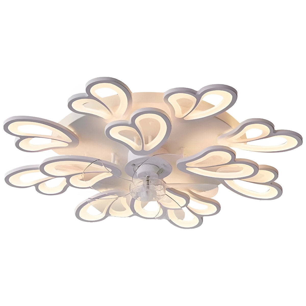 Creative Flower Shaped Three Step Dimming LED Ceiling Fan Lights Chandelier