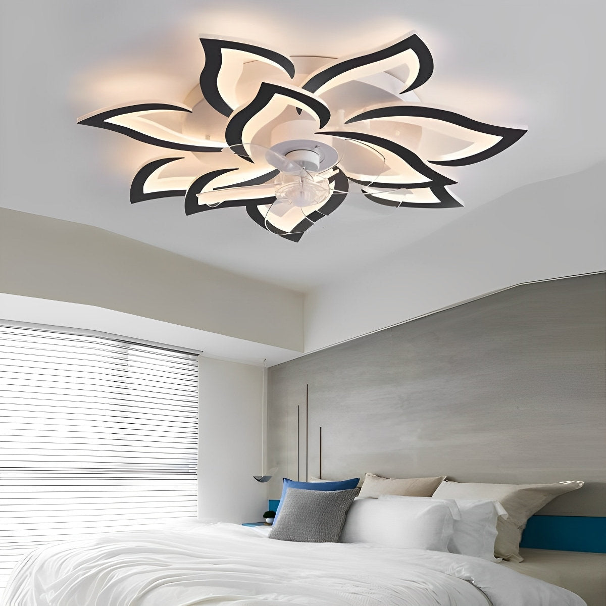 Creative Flower Shaped Three Step Dimming LED Ceiling Fan Lights Chandelier